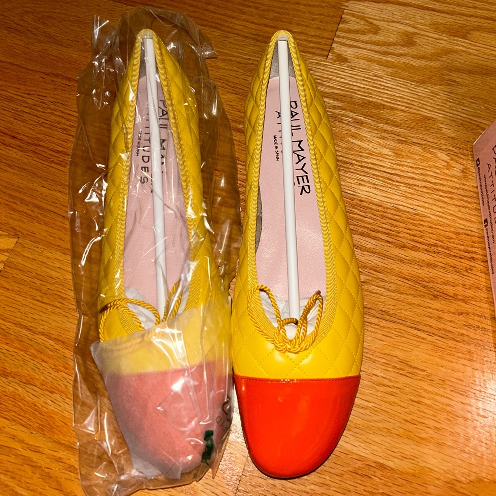 Paul Mayer Patent Leather Yellow and Orange Ballet Flats
